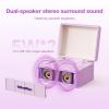 WhatPlus CD Player with Bluetooth Speaker, High-Fidelity Sound, App-Controlled, Magnetic Display for Photos & Pins, Retro Desktop Music Player, Gift for Music Lovers (Light Purple) view 3