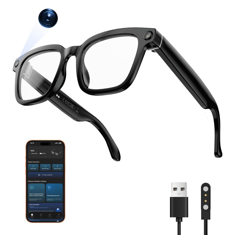 XO Simple is Beauty AI Smart Glasses,HD 1080P Camera Glasses with Video Recording & Photo Taking,140+ Language Real-Time Translation Glasses Perfect for Travel, Business(Transparent Anti-Blue)