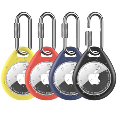 SPGUARD Apple Air Tag Holder (1st/2nd Generation)- 4 Pack Air Tagholder keychain with Professional Carabiner, Waterproof & Shockproof TPU Air Tag 2/1 holders for Keys, Backpacks, Pets, Luggage, Kids