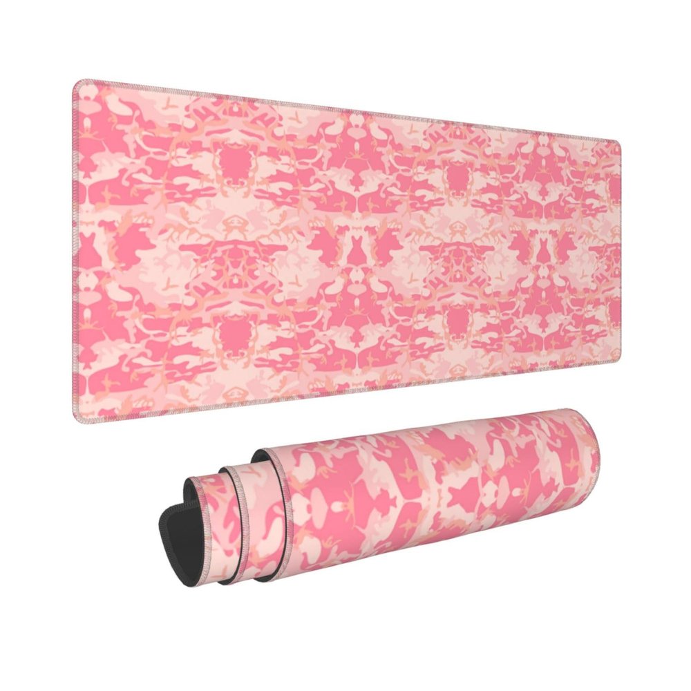 Pink Camouflage, Military, Army Large Mouse Pad, 31.5x12 Inch Gaming Desk Mat, XXL Non-Slip Rubber Base Computer Pad with Durable Stitched Edges for Work and Play