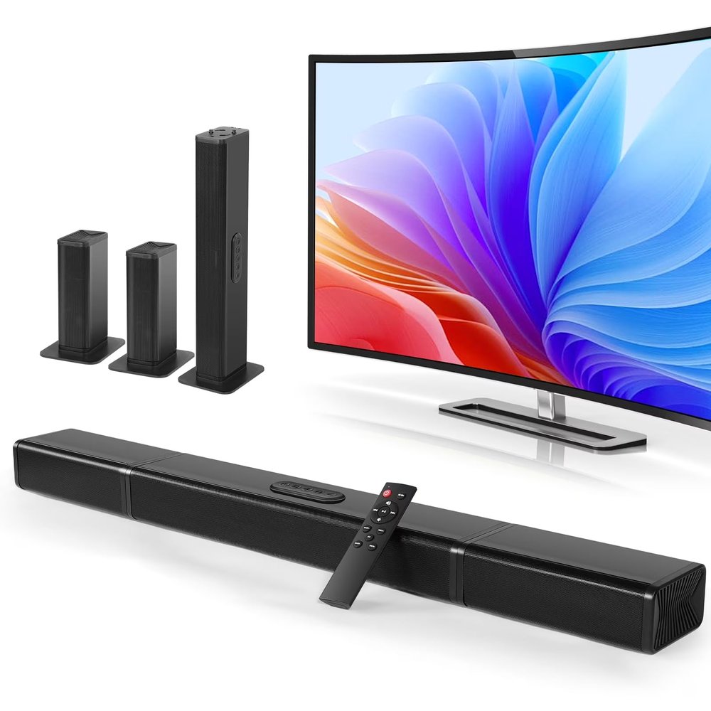 3 in 1 Detachable Sound Bar for TV, 100W Split Soundbars Bluetooth 5.0 Surround Sound System for TV Home Audio 36" Soundbar Speaker, ARC/Optical/AUX Connection & Remote