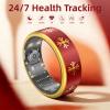 Potewek Smart Ring for Women & Men,Fitness Tracker Ring with Heart Rate Monitor, Sleep Tracker - Fitness Tracker,No Subscription Fee,IP68 Waterproof,Bluetooth Anillo Inteligente(Red, 8) view 2