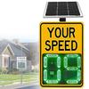 Digital Radar Speed Detector Sign,with Wireless Remote Control,Flashing Alert for Overspeed,Covering Four Lanes,Solar Speed Sign,for Highways,Speed-Limited Roads with Accessories Yellow-2028in view 1
