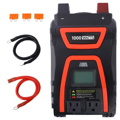 1000 Watt Modified Sine Wave Power Inverter - 12V to 115V, LED Display, Portable AC Power, ETL Approved for Emergencies Job Sites RV Camping