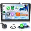 8 Core 6G+128G Android Stereo with Wireless Carplay and Android Auto, Driauto 1280P 10 Inch Double DIN Touchscreen Radio with Bluetooth Mirror Link WiFi GPS Steering Wheel Control FM/RDS DSP USB view 1