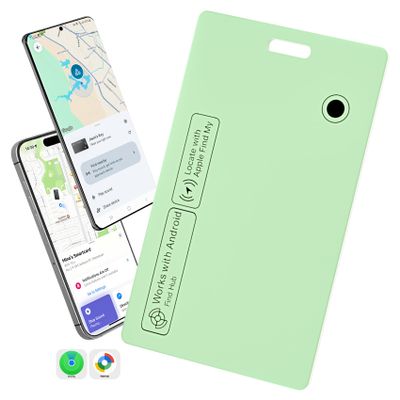 Dual Platform(Both iOS&Android) Rechargeable Air Tags Wallet Tracker Card, Smart Wallet Finder, Compatible with Apple Find My & Google's Find Hub, Item Locator, Wireless Charging (Green-1 Piece)