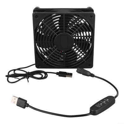 120mm 5V USB Cooling Fan with Speed Controller, 3-Speed Adjustable for Router, PC, Modem, Hard Drive, Server - Black(Single fan)