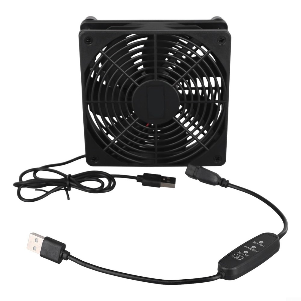 120mm 5V USB Cooling Fan with Speed Controller, 3-Speed Adjustable for Router, PC, Modem, Hard Drive, Server - Black(Single fan)