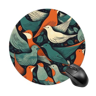 Round Mouse Pad Non-Slip Rubber Base Flock of Birds Comfortable Portable Mousepad Small Mouse Pads for Home Office