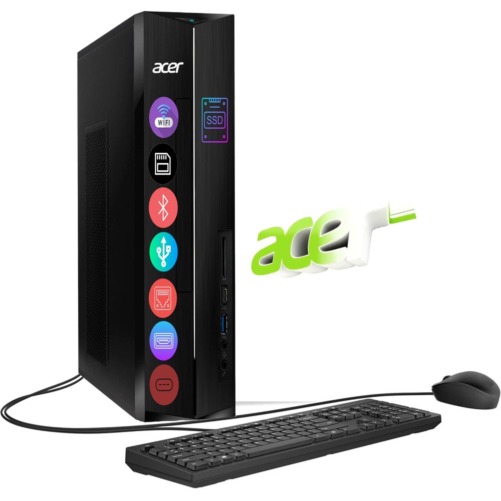acer Aspire Desktop Tower,14th Gen Intel 10-Core i5-13400 Processor, 16GB RAM, 2.0TB Storage(1TB SSD & 1TB HDD), Wi-Fi 6E, Bluetooth, 2 x HDMI Support Dual 4K Monitor, Wins 11, Wired KB & Mouse