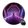 Neon Lights Tunnel Mouse Pad Basics Circle Desk Mat Non-Slip Waterproof Mouse Pads Rubberized Base Mouse Mats with Stitched Edge for Office and Home 7.8 X 7.8 Inch view 1
