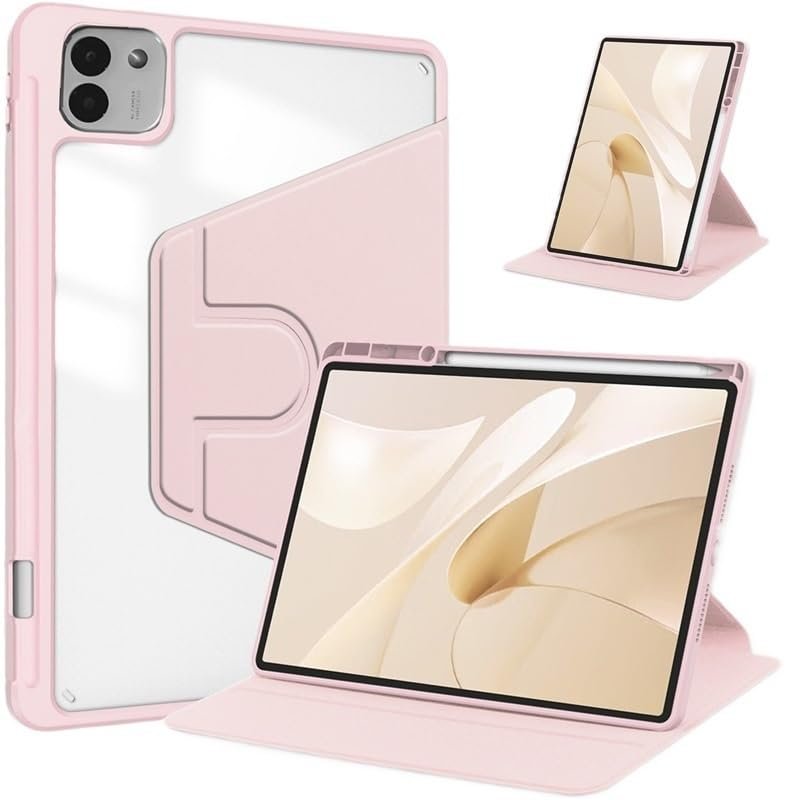 360 Rotating Tablet Case Suitable for Honor MagicPad3 13.3-inch 2025 CGA-W00 with Pencil Holder Acrylic Clear Back