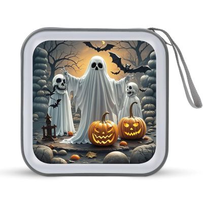 FekiLoot Pumpkin Lantern Ghost CD Case 40 Sheets Capacity DVD Storage Bag Cute Portable Zipper DVD Case Holder Large Capacity CD Wallet for Car Home Office Games Disc Audio Music