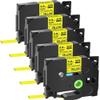 5 Pack Heat Shrink Tube Label 5.8mm HSe-611 Black on Yellow Cartridge for Label Printers view 2