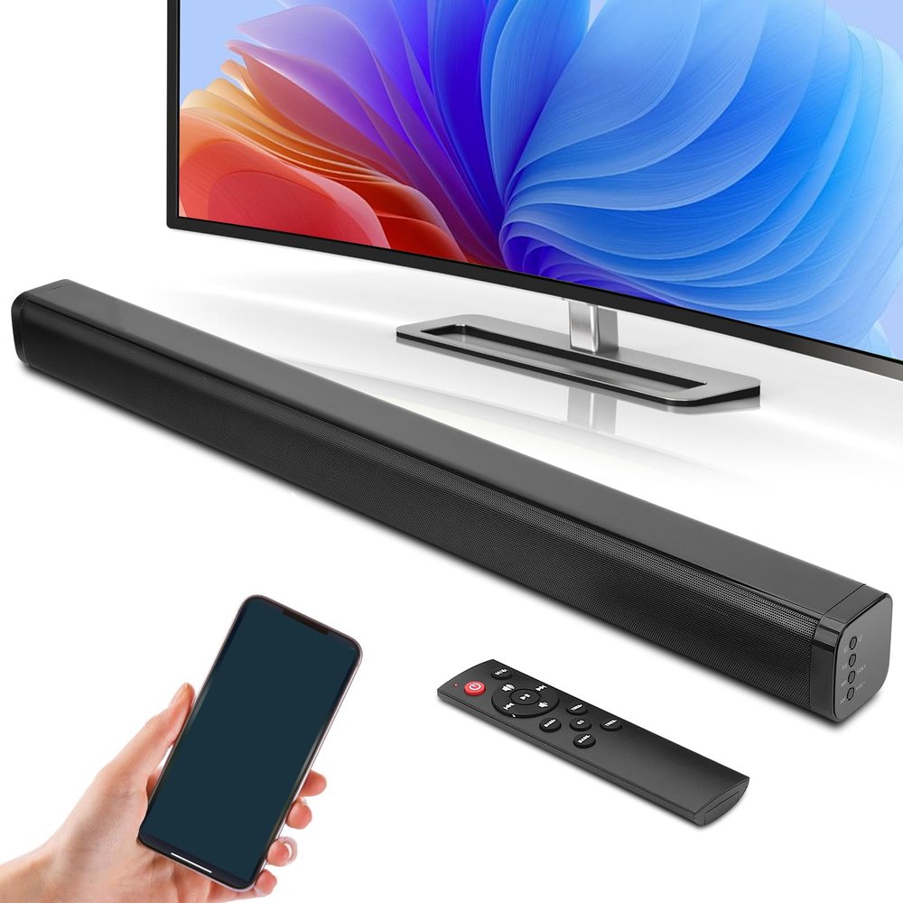 Sound Bar for TV, 40W TV Speaker Soundbar 30 inch Surround Sound System with ARC, Optical, AUX and Remote, Bluetooth 5.0 Stereo Sound for Home Theater PC Gaming Projectors,