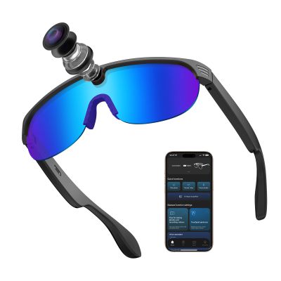CJkao Smart Riding Glasses with Camera for Men Women, Bluetooth Music, Support Photos/Videos/Voice Recording, Built-in ChatGPT Voice Assistant control, AI sunglasses outdoor Cycling (G5-Blue)
