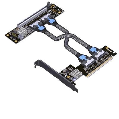 ADT PCIe 4.0 x16 MCIO Graphics Card Split Card Extender Cable N4 PCI-E X16 to X8 X8 Bifurcation Adapter Riser Card SFF-TA-1016