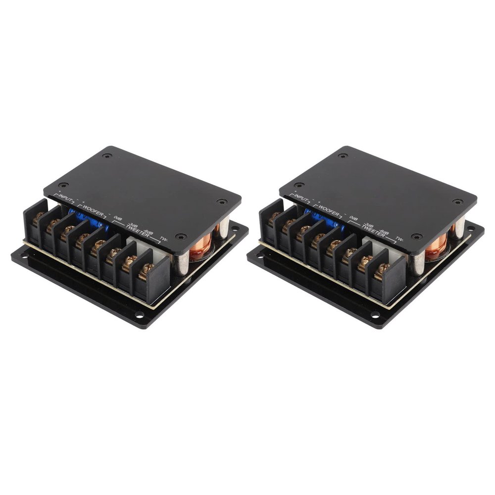 Brilluxa Audio Crossover, 2 Pcs 2 Way 120W Speaker Crossover, Frequency Divider, Overcurrent Protection for Car Tweeter Woofer Splitter
