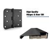 36 x 80 Fiberglass Entry Door with Brickmould  Contemporary Frosted Glass Front Door, Right Hand Inswing, Black Finish with 4-9/16" White Vinyl Frame view 4