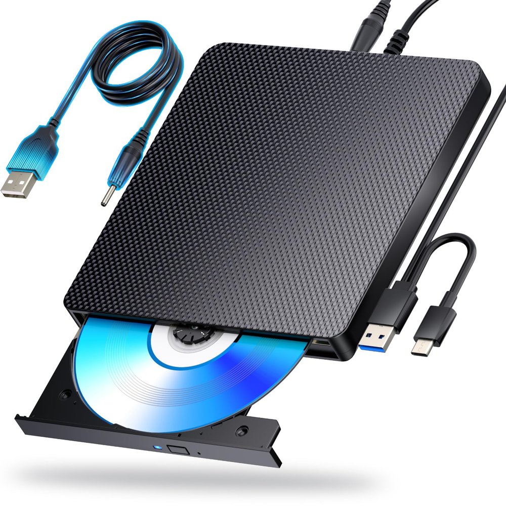 aelrsoch External Blu ray Drives Player Read/Write Compatible Bluray Burner USB 3.0 / Type-C BD DVD Burner Blu ray Player for pc, Windows 7-11 & MacBlack