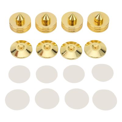 4Set Zinc Alloy Speaker Spikes, Shock Absorbing Isolation Feet for Speakers, Sturdy Floor Protectors with Pure Copper Tips for Amplifier CD Player Preamplifier, Prevent Slip and En
