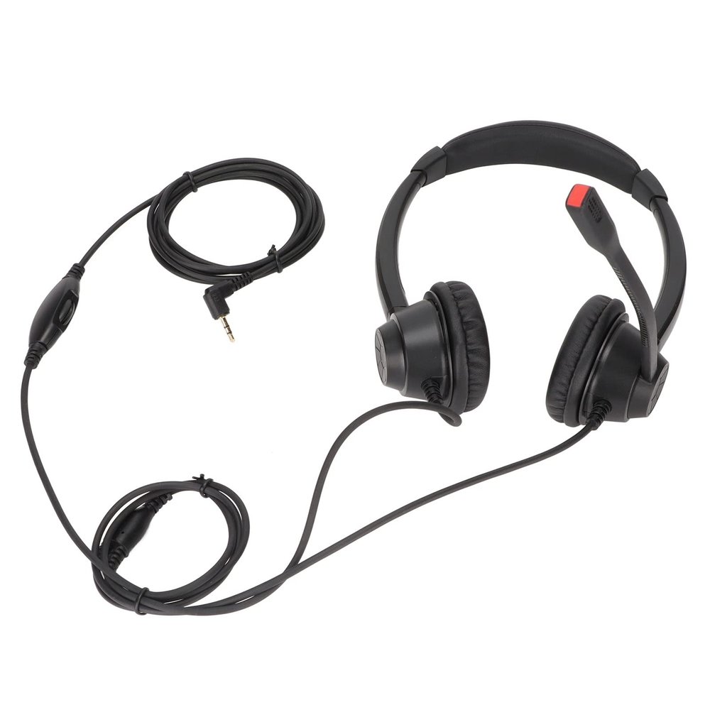 KunEchevyr H390D - 2.5VA 2.5mm Business Headset, Binaural Corded Headset with HD Mic, Adjustable Microphone for Clear Calls, Comfortable Ear Pads for Long Hours Use, Compatible with Office Ph