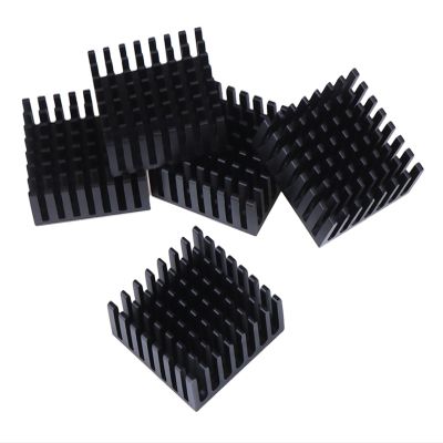 5Pcs Computer Black Slot Aluminium Heat Sink Cooler Radiator 25 * 25 * 10mm Compatible with Electronic Chip Heat Dissipation Cooling Pads