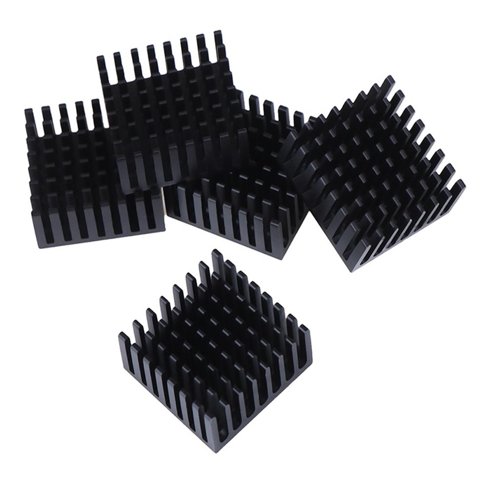 5Pcs Computer Black Slot Aluminium Heat Sink Cooler Radiator 25 * 25 * 10mm Compatible with Electronic Chip Heat Dissipation Cooling Pads