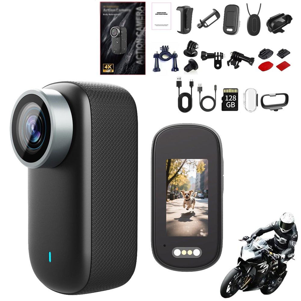 4k HD Mini Thumb Action Camera, Ultra Wide Angle Waterproof Wearable, Small Pro Capture Camera, with Night Vision, Audio & Video Recording, Used for Recording Skiing, Cycling and Hiking (Black 128G)