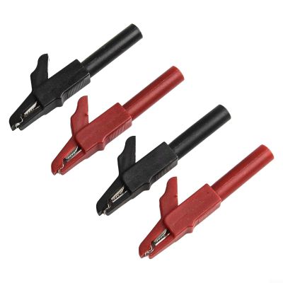 4MM Insulated Clips with PA Insulation Sheath, Nickel Plated Copper Connectors for Wire Connection, Red and Black Clamps Clips for Banana