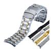 HuanJ Curved End Replacement Watch Band 18mm 20mm 22mm 24mm Stainless Steel Watchband Double Lock Buckle Wrist Belt Strap(Black,20mm) view 2