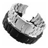 HuanJ Curved End Replacement Watch Band 18mm 20mm 22mm 24mm Stainless Steel Watchband Double Lock Buckle Wrist Belt Strap(Black,20mm) view 3
