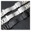 HuanJ Curved End Replacement Watch Band 18mm 20mm 22mm 24mm Stainless Steel Watchband Double Lock Buckle Wrist Belt Strap(Black,20mm) view 4
