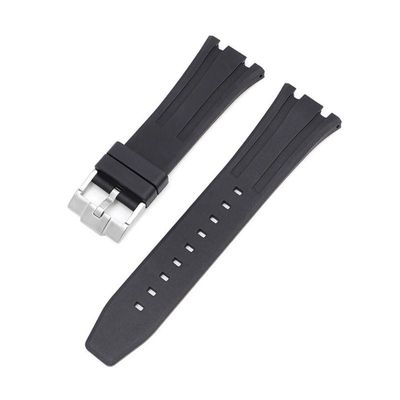 26mm Fluororubber Watch Strap For Audemars Piguet Royal Oak Offshore Pin Buckle/butterfly Buckle(Black s1)