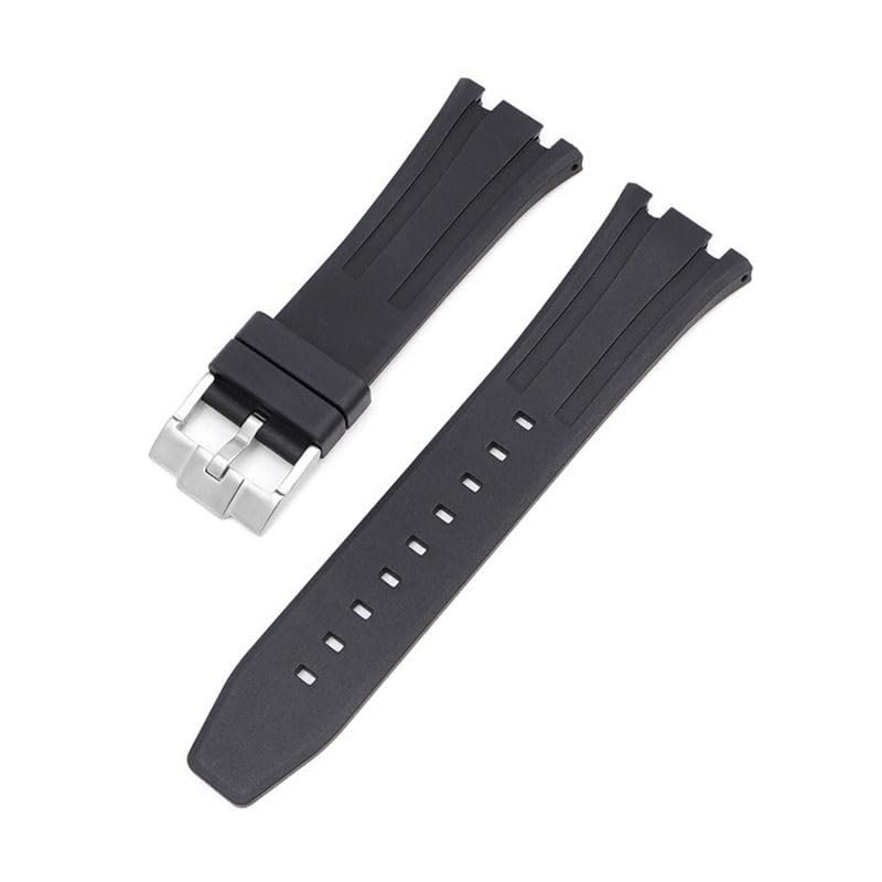 26mm Fluororubber Watch Strap For Audemars Piguet Royal Oak Offshore Pin Buckle/butterfly Buckle(Black s1)