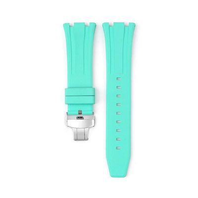 26mm Fluororubber Watch Strap For Audemars Piguet Royal Oak Offshore Pin Buckle/butterfly Buckle(Cyan s2)
