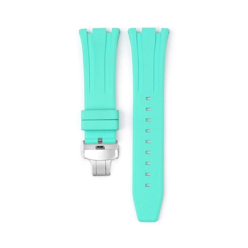 26mm Fluororubber Watch Strap For Audemars Piguet Royal Oak Offshore Pin Buckle/butterfly Buckle(Cyan s2)