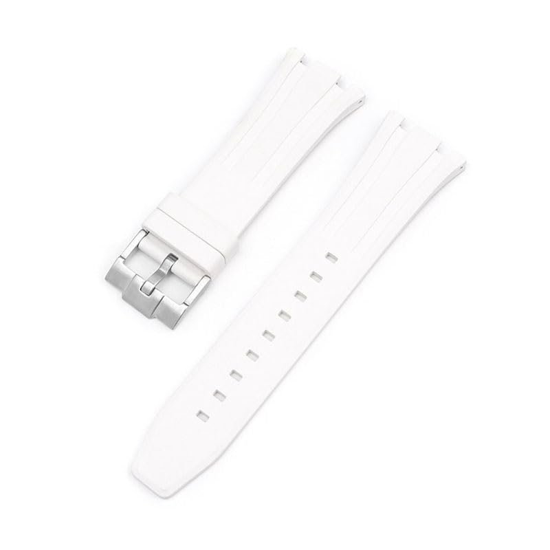 26mm Fluororubber Watch Strap For Audemars Piguet Royal Oak Offshore Pin Buckle/butterfly Buckle(White s1)