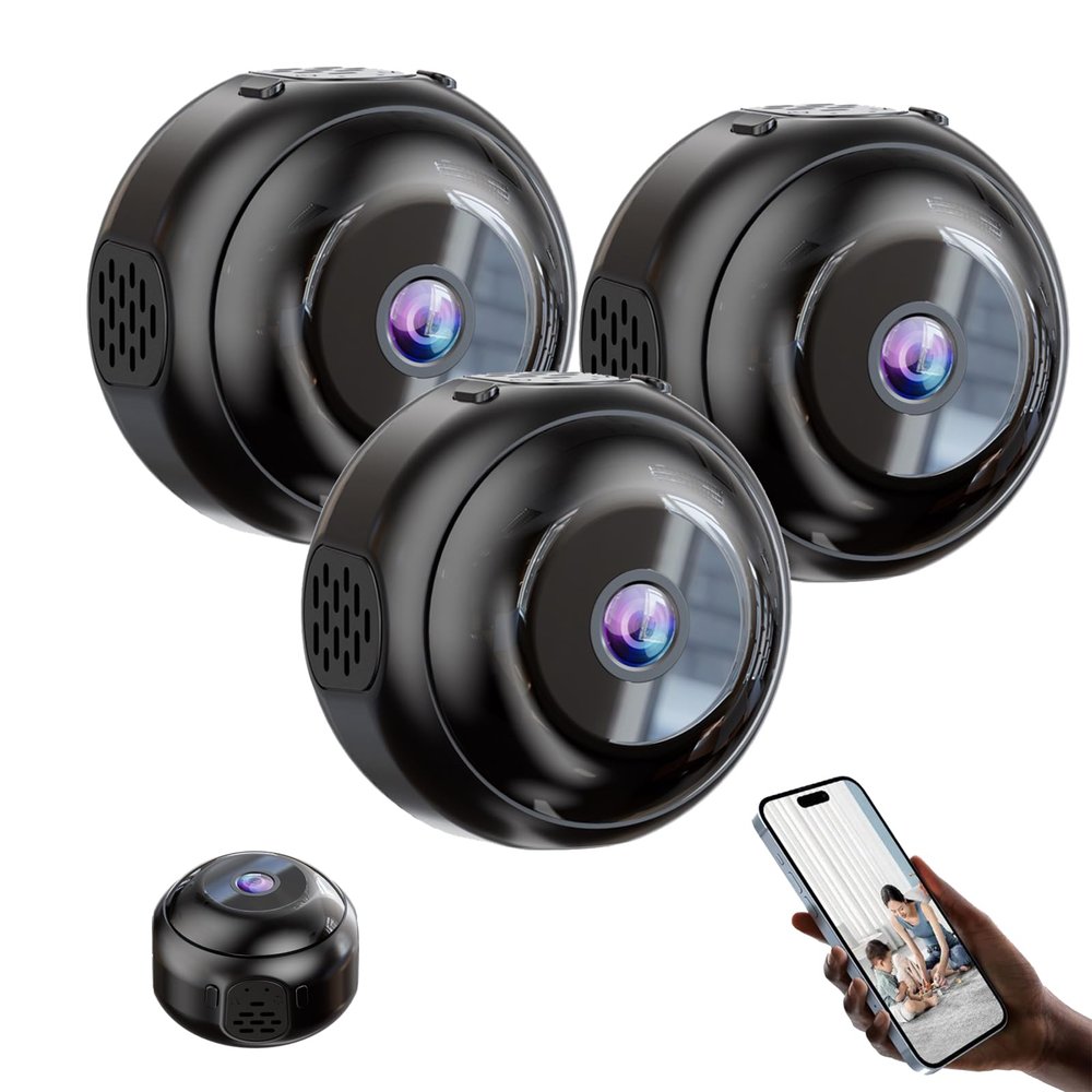 Hidden Camera HD Night Vision No Wifi or Electricity Required, Security Mini Camera Wifi Camera, Tiny and Installs in 1 Second, Remote Real-Time Viewing, HD 1080p Indoor/Outdoor Night Vision Cam (3pc)
