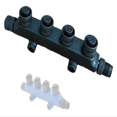 For NMEA 2000 N2k 4 Port T Connector Junction Box 0101107801 For Lowrance for Networks IP67 M12 5Pin Marine Ship Yacht Backbone Drop Cables Tee Splitter Distributor(Black)