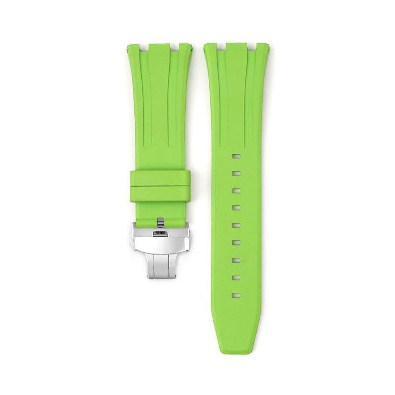26mm Fluororubber Watch Strap For Audemars Piguet Royal Oak Offshore Pin Buckle/butterfly Buckle(Light green s2)