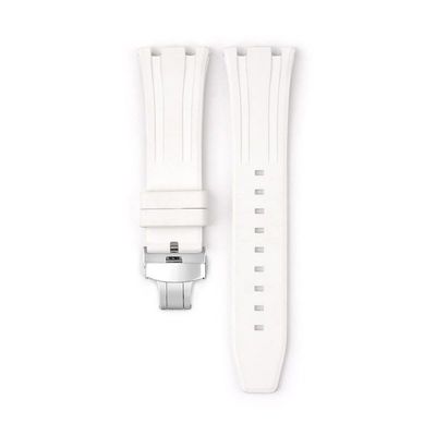 26mm Fluororubber Watch Strap For Audemars Piguet Royal Oak Offshore Pin Buckle/butterfly Buckle(White s2)