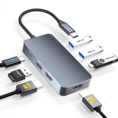 Docking Station Dual Monitor for Dell/HP/Mac Laptops, 7 IN 1 USB C to Dual HDMI Adapter Multiport Hub with 2*4K HD, 3*USB-A/USB-C Data Port, 100W PD, HDTV Splitter for Dual Monitors Extended Display