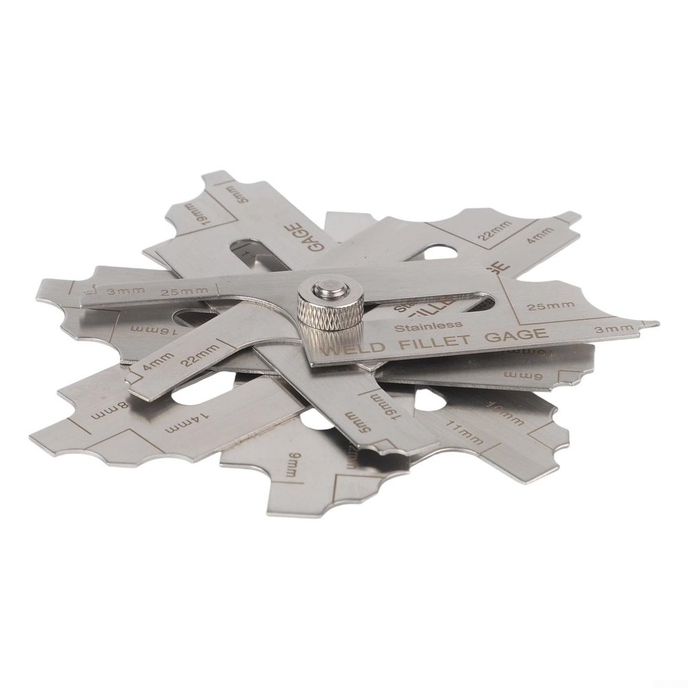 7-Piece Fillet Weld Gauge Set for Weld Inspection Tool, Stainless Steel Metric Fillet Size Gauge 3.2mm to 25.4mm, Weld Seam Measurement Tool