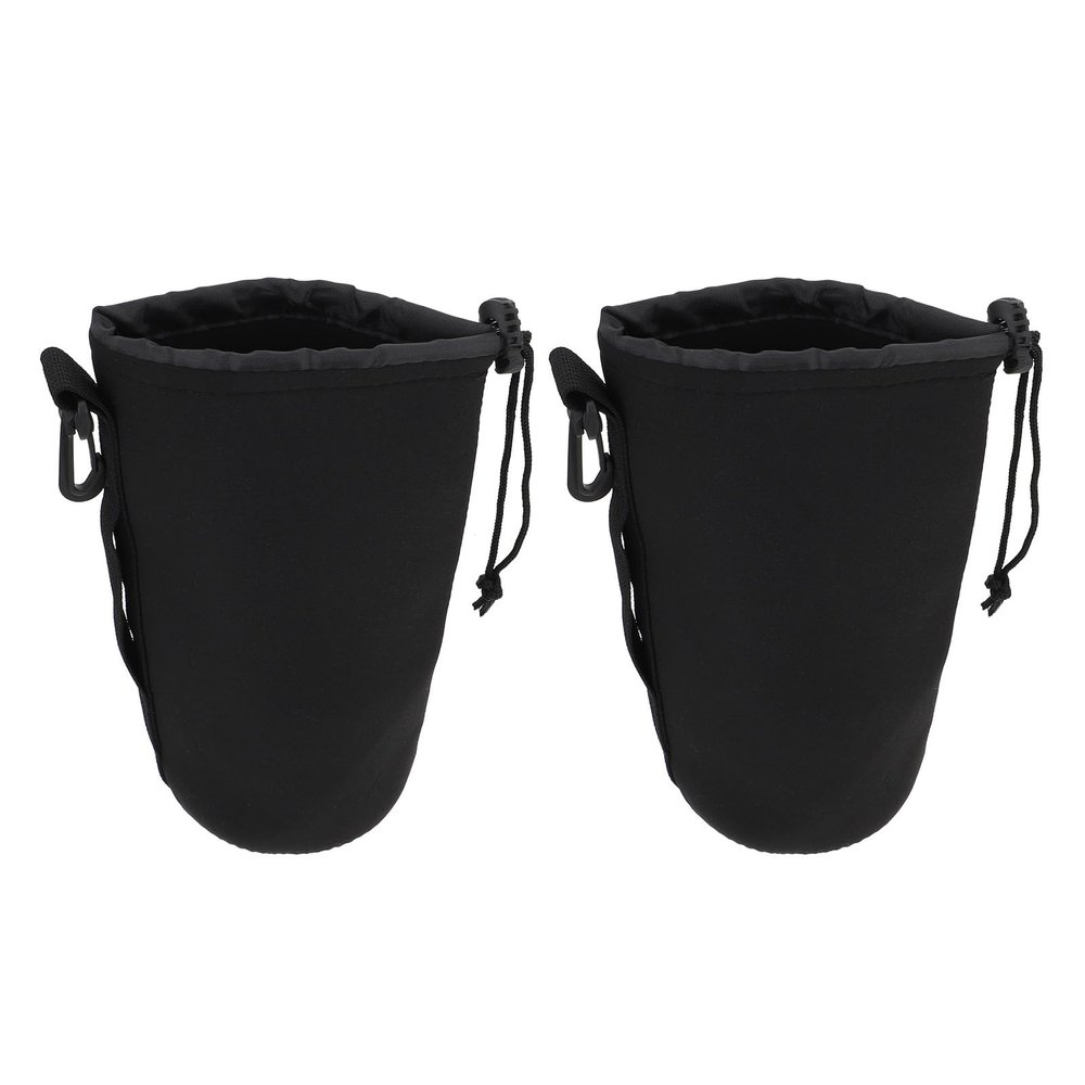 OATIPHO 2Pcs Xl Neoprene Camera Lens Pouch Drawstring Bag Shockproof Thermal Insulation Protector for Photographers Travel and Outdoor Use
