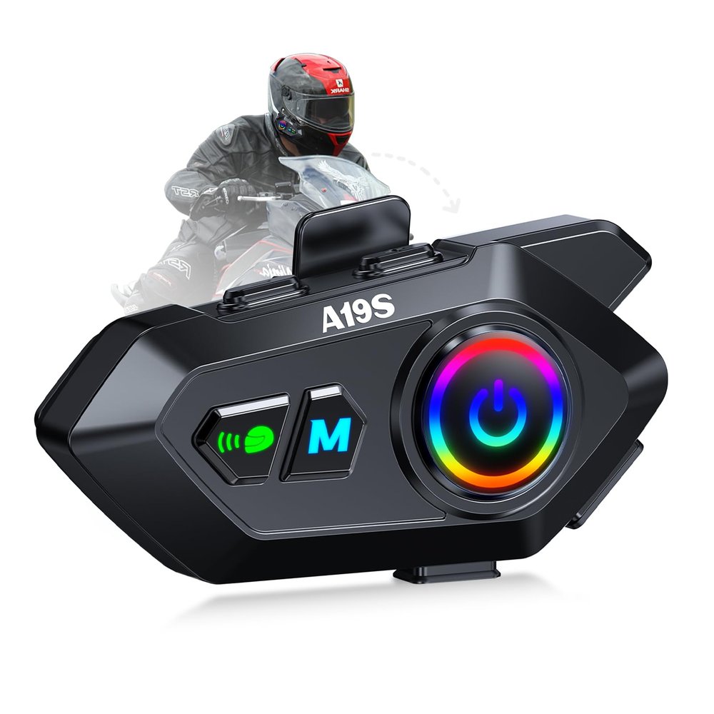 Khptop Motorcycle Helmet Bluetooth Headset, Bluetooth 5.4 Intercom for 2 Riders up to 1000m, IPX7 Waterproof, HD Speakers for Harley, Dirt Bike, ATV, & Snowmobile Helmet Communication System
