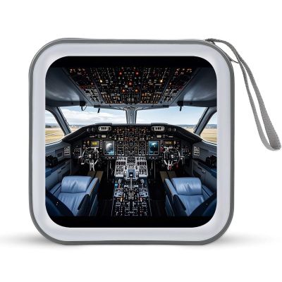 FekiLoot Airplane Cockpit CD Case 40 Sheets Capacity DVD Storage Bag Cute Portable Zipper DVD Case Holder Large Capacity CD Wallet for Car Home Office Games Disc Audio Music