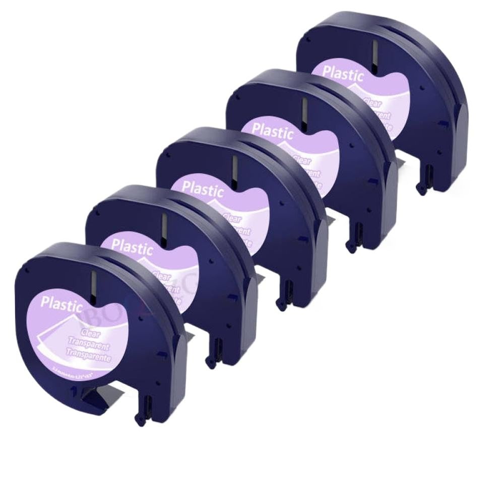 10 Pack Label Tape 12mm LT Refills 91201 12267 Compatible with Label Maker LT-100H LT-110T QX50 2000 Typewriter(Plastic Clear)