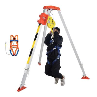 Confined Space Tripod, Industrial Tripod Kits, with Self-locking Winch, 98' Cable, 53-84" Working Height, Seat Belt, for Traditional Confined Spaces(1179kg/2600lbs)