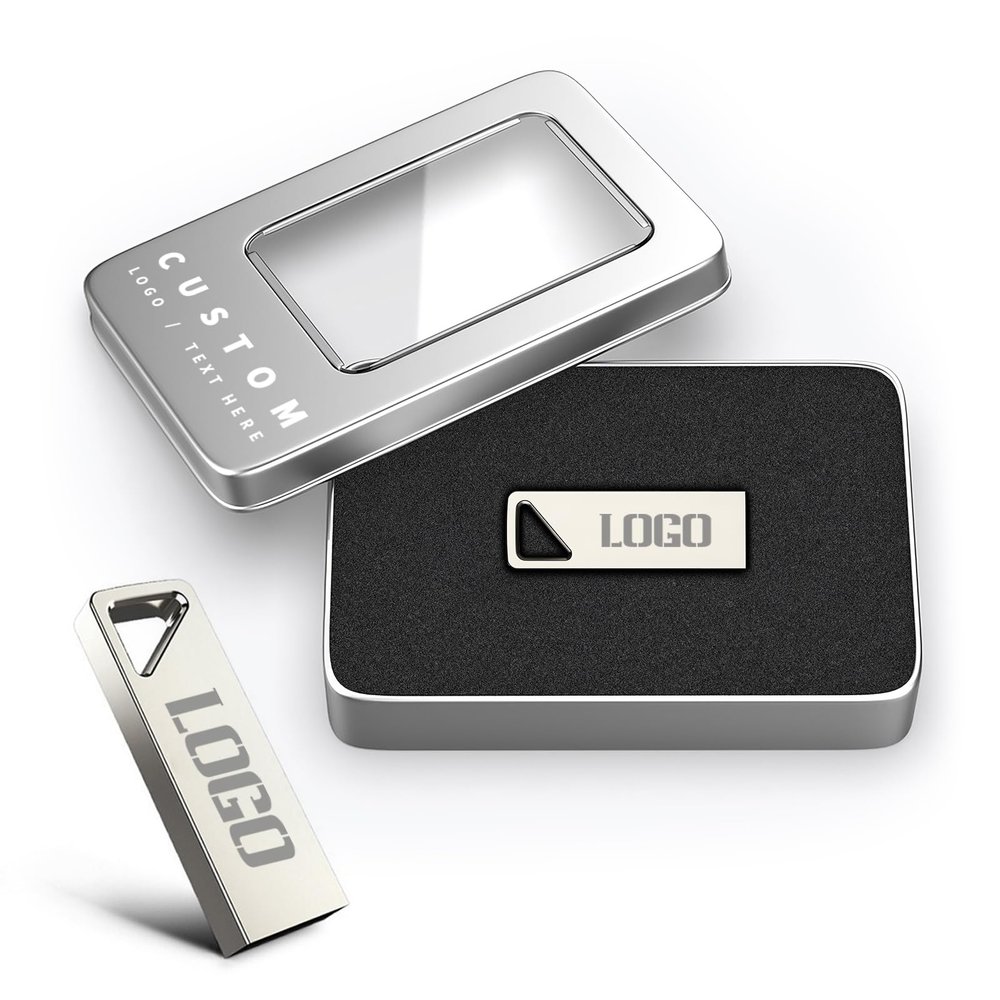 Custom Metal USB Flash Drives, Personalized Logo USB Sticks, Bulk Customized Thumb Drives for Business Promotional Gifts, Corporate Events, Wedding Favors, Custom Packaging Available (50,128 GB)